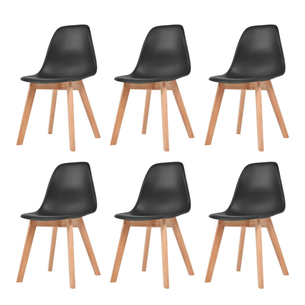 Vidaxl Jedálenské stoličky 6 ks, čierne, plast